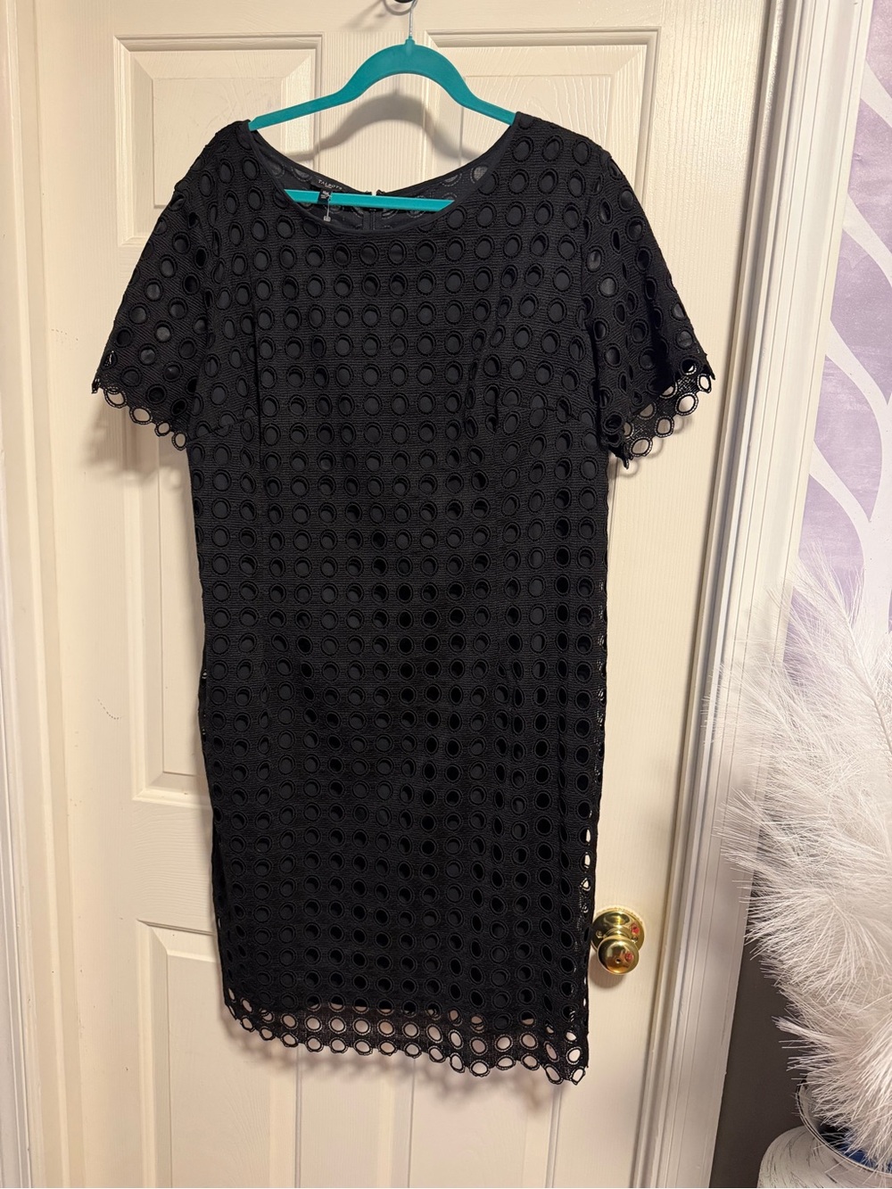 Talbots Woman Black Eyelet-Lace Shift Dress 16W